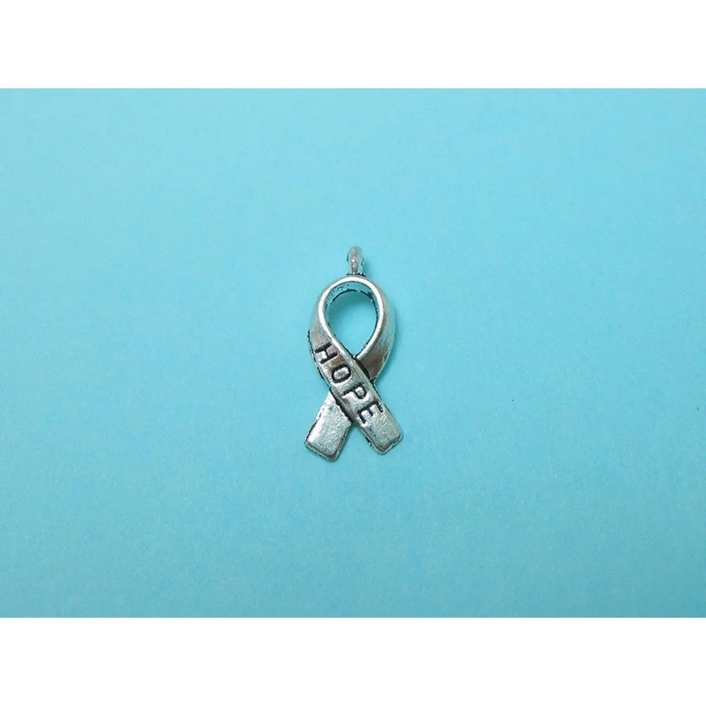 10pcs Hope Charms awareness ribbon silver tone‎